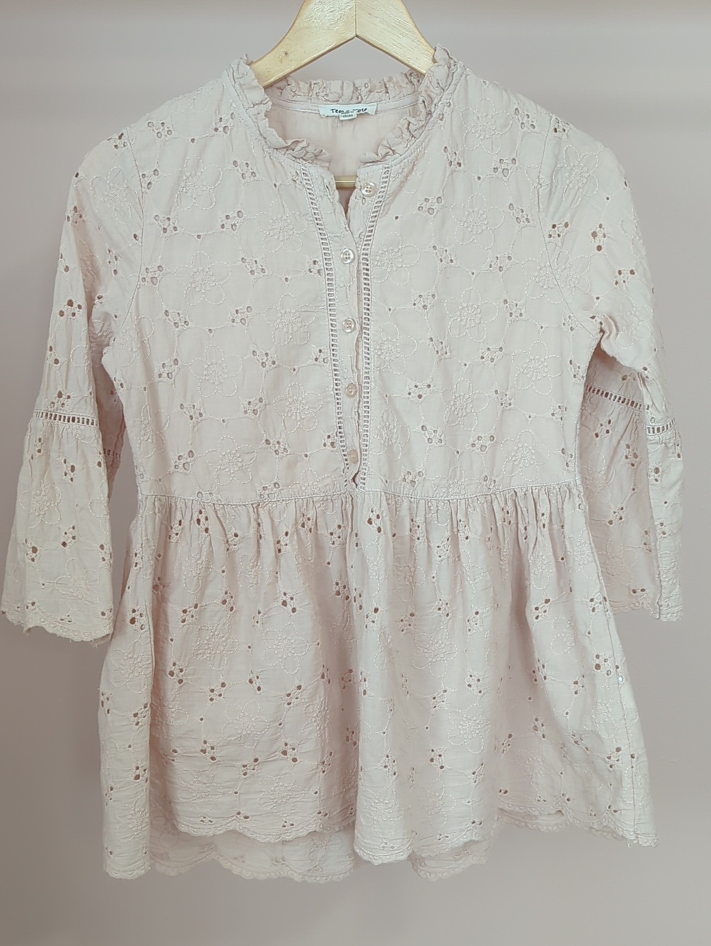 tea n rose Pale Blush Eyelet Peasant Blouse